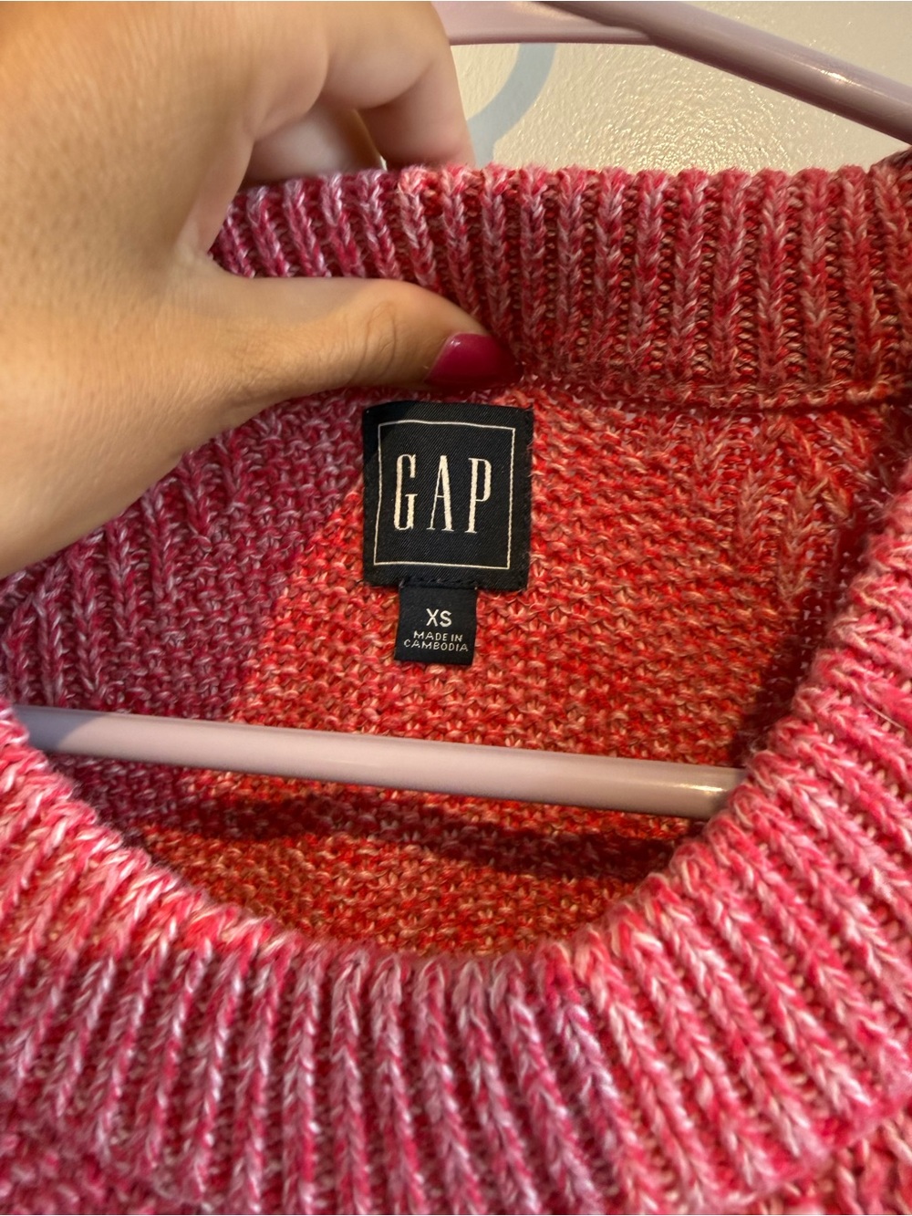 GAP Raspberry Marled Crewneck Sweater - Picture 3 of 5